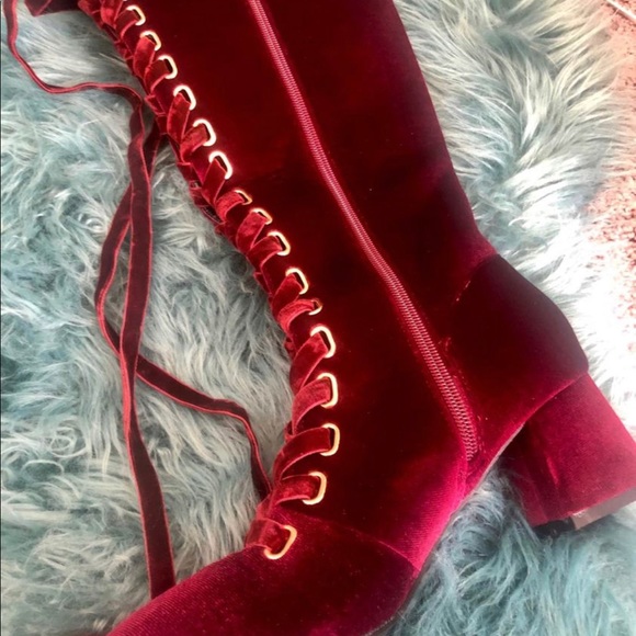 Knee high velvet boots - Picture 3 of 4